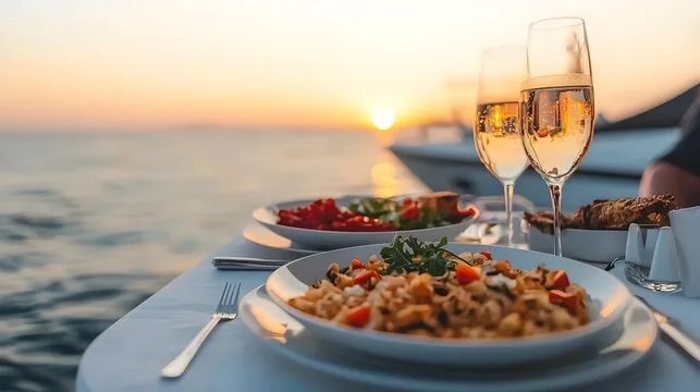 Traditional Corfiot meze dining onboard a luxury yacht